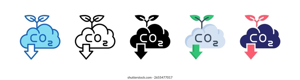 Low Carbon Icon Multiple Style Set Collection.
