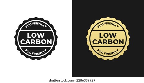 Low Carbon Label or Low Carbon Stamp Vector Isolated in Flat Style. Best Low Carbon Label vector for product packaging design element. Simple Low Carbon Stamp for packaging design element.