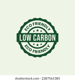 Low Carbon Stamp or Low Carbon label Vector Isolated in Flat Style. Best Low Carbon Label vector for product packaging design element. Simple Low Carbon Badge for packaging design element.