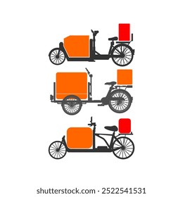 low cargo delivery bike silhouette set design vector