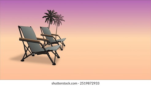 low chair on the beach background for content