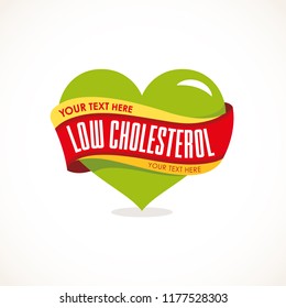 Low cholesterol, low fat icon vector in heart shape.