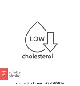 Low cholesterol icon. Symptoms of Metabolic Syndrome. Low HDL-Cholesterol. heart care cardiology sign. outline style. Editable stroke Vector illustration. Design on white background. EPS 10