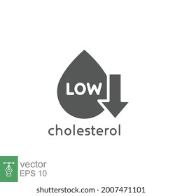 Low cholesterol icon. Symptoms of Metabolic Syndrome. Low HDL-Cholesterol. heart care cardiology sign. Solid style. Vector illustration. Design on white background. EPS 10