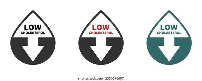 Low cholesterol vector icons set