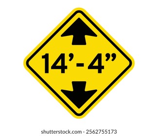 Low Clearance Ahead Sign Warning Drivers of Height Restriction, Essential for Road Safety for Tall Vehicles, US Road Sign Compliant, High-Quality Vector Stock Image