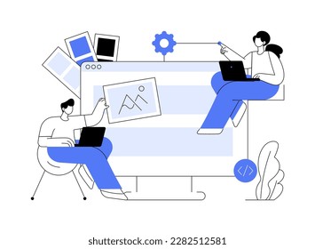 Low code development abstract concept vector illustration. Online development platform, LCDP easy coding, low code integration, application software, graphical user interfaces abstract metaphor.