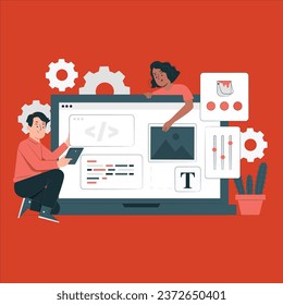 low code development concept vector design illustration
