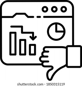 Low Conversion Rate Concept, Financial Loss with Small down trend Graph Vector Icon Design, SEO and Digital Marketing Symbol on White background