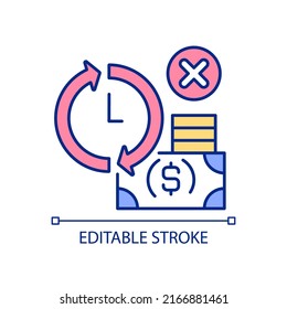 Low Corporate Earnings Growth RGB Color Icon. Small Business Losing Money. Weaker-than-expected Sales. Isolated Vector Illustration. Simple Filled Line Drawing. Editable Stroke. Arial Font Used