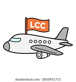 low cost carrier cheap airplane travel fly transportation flat color vector illustration template design