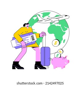 Low cost flights abstract concept vector illustration. Cheap tickets, airline flash sale, vacation planning, airport timetable, buy ticket online, domestic, international flight abstract metaphor.