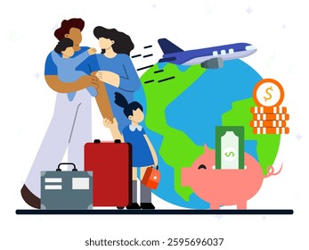 Low cost flights concept. Cheap tickets, airline flash sale, vacation planning, airport timetable, family travelling, domestic, international flight.	