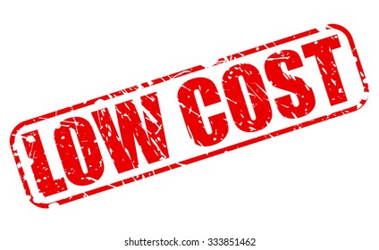 LOW COST red stamp text on white