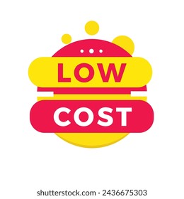 Low cost sign, red label banner flat style. Vector design for advertising.