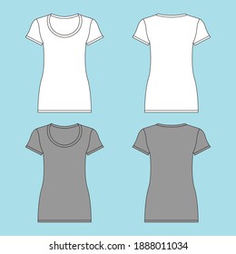 low crop ladies women tshirt vector mock up with two different colors