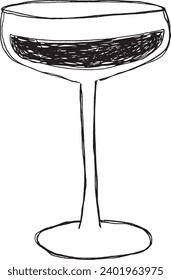 Ilustración vectorial de baja taza. Esbozo del contorno de la copa aislado en blanco