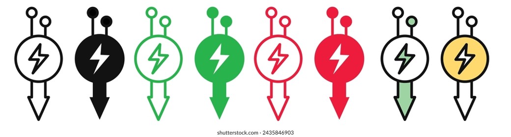 Icono de bajo consumo de electricidad en estilo relleno