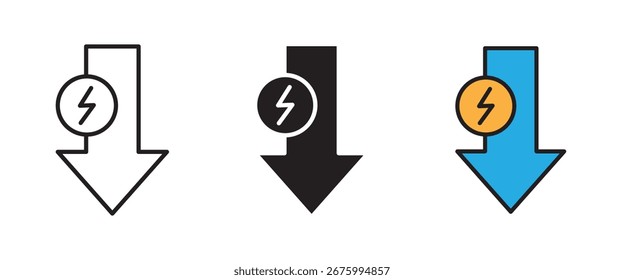 Icono de bajo consumo de electricidad en la Ilustración vectorial de fondo blanco.