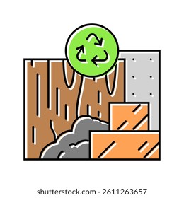 low emission materials green building color icon vector. low emission materials green building sign. isolated symbol illustration