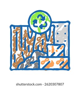 Materiales de baja emisión Vector de dibujo de icono de doodle de edificio verde. Materiales de baja emisión Signo de edificio verde. Ilustración de símbolo aislado