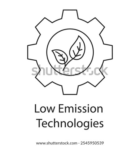 Low Emission Technologies Icon – Gear and Leaf Indicating Reduced Emissions