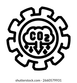 Vector de icono de línea de tecnología de baja emisión. Signo de tecnología de baja emisión. Ilustración negra de contorno aislado