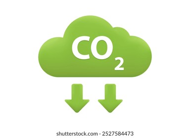 Ícone 3d de baixas emissões. Baixo Teor De Carbono. Ecologicamente correto. Ilustração de vetor.