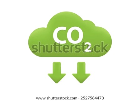 Low Emissions 3d Icon. Low Carbon Footprint. Eco-friendly. Vector Illustration.