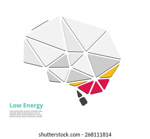 low energy, low power of brain. vector illustration