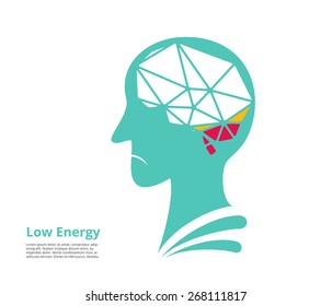 low energy, low power of brain. vector illustration