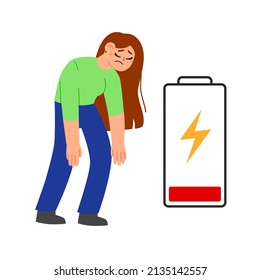 baja energía, cansancio y energía. estrés emocional y estrés emocional para las mujeres deprimidas. Ilustración aislada del vector. 