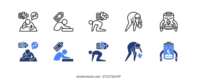 Bajo consumo de energía con dos estilos, línea e icono de duotono.