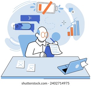 Low energy vector illustration. Chronic fatigue can lead to feeling emptiness and lack motivation Powering through low energy can result in further exhaustion and diminished well being Recognizing