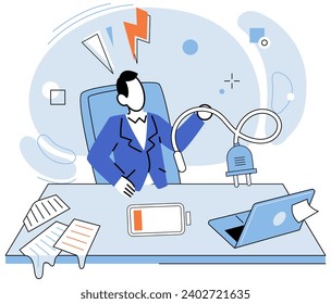 Low energy vector illustration. The low energy concept emphasizes importance understanding and addressing underlying causes fatigue Recharging and revitalizing your energy is essential for maintaining