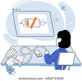 Low energy vector illustration. The low energy metaphor illustrates impact emotional and physical depletion on daily life Prioritizing self care and rest is vital for overcoming low energy and fatigue