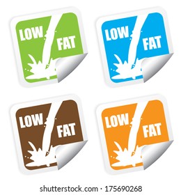 Low fat colorful labels, stickers, signs, tags and symbols for food nutrition concept -  Vector eps10.