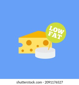 Low fat food. Cheese vector icon