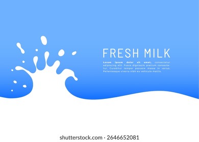 low fat fresh milky blue background with splash effect vector