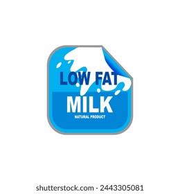 Low fat milk modern labels and stickers. Food and drink or a diet that is low or relatively low in fat.