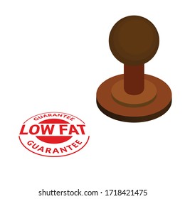 low fat rubber stamp isometric .Conceptual vector illustration in flat style design.Isolated on background.