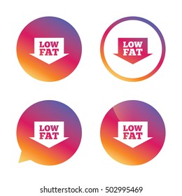 Low fat sign icon. Salt, sugar food symbol.