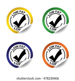 Low fat sticker, button, label and sign set - vector