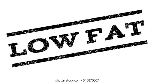 Low Fat watermark stamp. Text tag between parallel lines with grunge design style. Rubber seal stamp with scratched texture. Vector black color ink imprint on a white background.