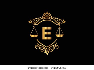 Low firm  logo with latter E vector template, Justice logo, Equality, judgement logo vector illustration