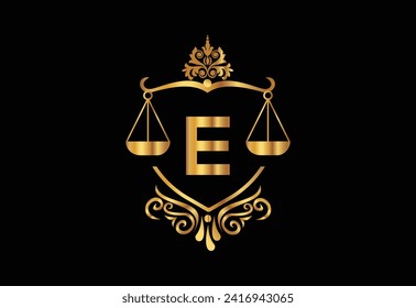 Low firm  logo with latter E vector template, Justice logo, Equality, judgement logo vector illustration