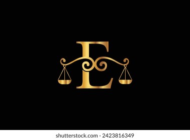 Low firm logo with latter E vector template, Justice logo, Equality, judgement logo vector illustration