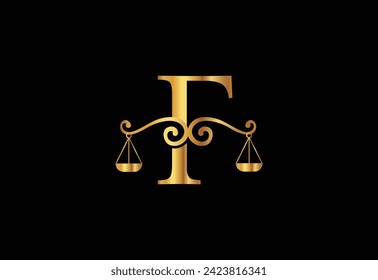 Low firm logo with latter F vector template, Justice logo, Equality, judgement logo vector illustration