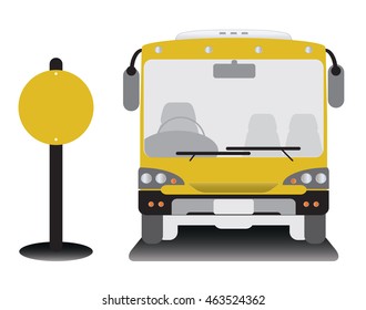 low floor city bus at bus stop