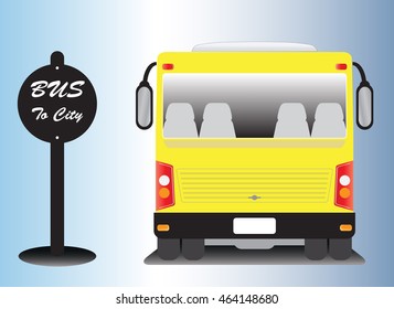 low floor city bus at bus stop